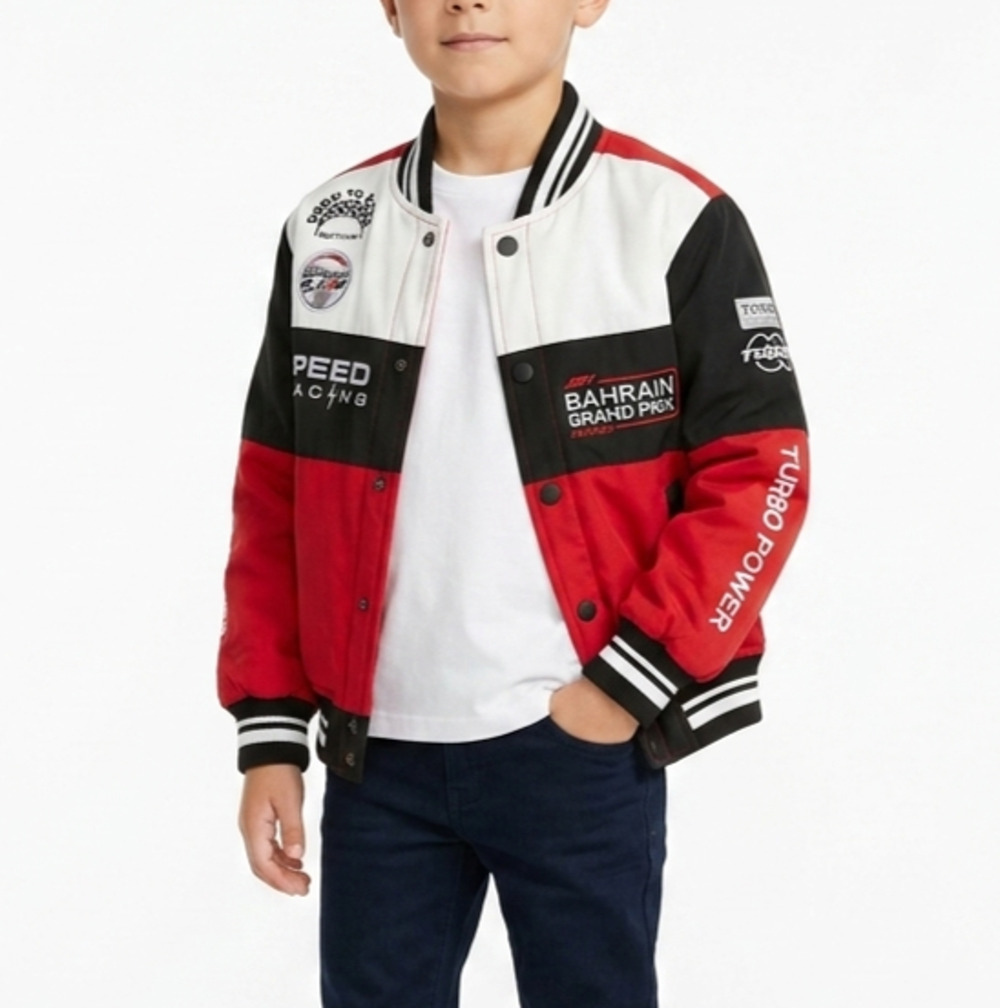 Ring of Fire Bahrain Grand Prix Racing Jacket Boys Medium M Red Black NWT